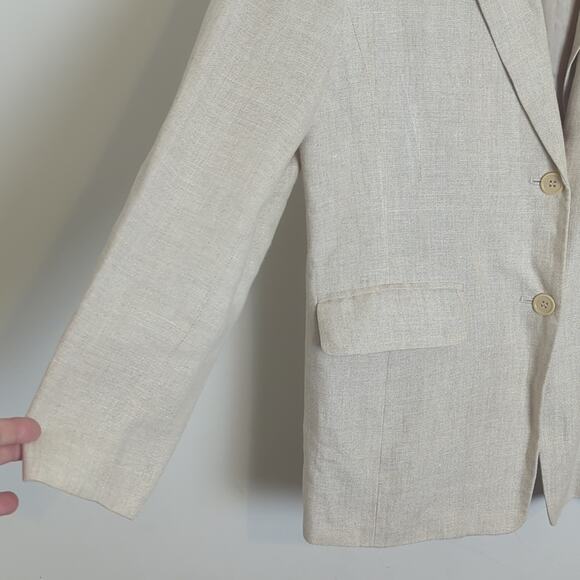 Vintage Irish Linen Button Down Blazer With Pockets Women's Size 10 - Picture 3 of 10